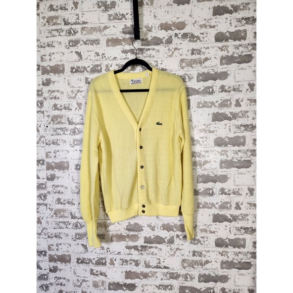 Lacoste Other - Vintage Izod Lacoste Cardigan Sweater Medium Yellow Preppy 90's Academia